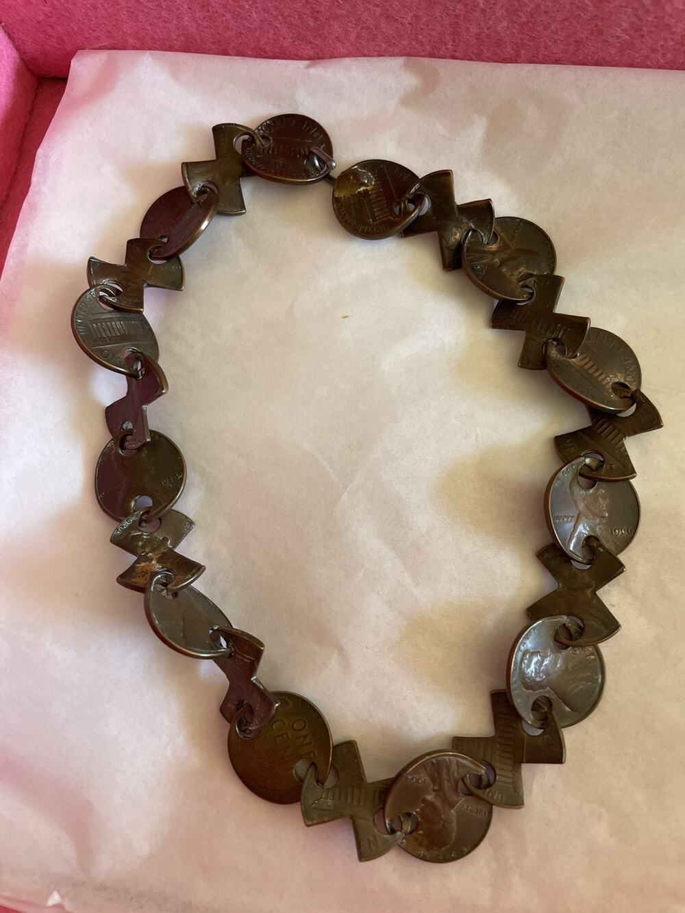 VTG 1970’s Penny Link necklace .
